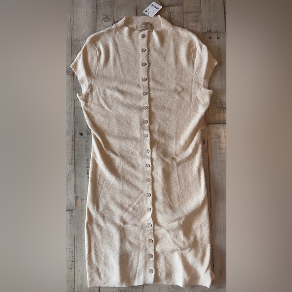 NWT Free People Jameson Cotton-Linen Sweater Mini Dress • Size L • Neutral Knit - Picture 3 of 5